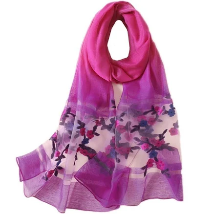 Vintage Colorblock Silk Scarf Floral Print Pink White Yellow 25 Inch