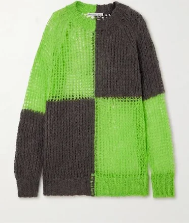 Acne Studios Oversized Two-tone Open-knit Sweater - Women - Green Knitwear - XXS