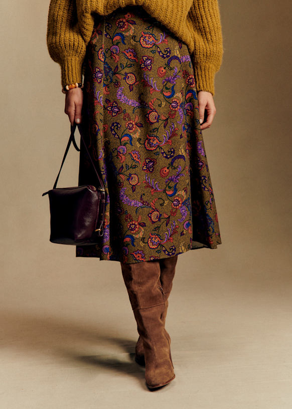 Tan Skirt - Dana print