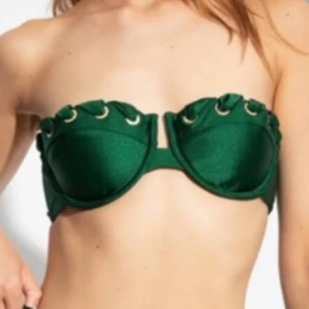 Zimmermann Swim | Zimmermann Devi Eyelet Balcon Eye Bikini Top 3 A/B | Color: Gold/Green | Size: 8 | Alyssa_Sa's Closet