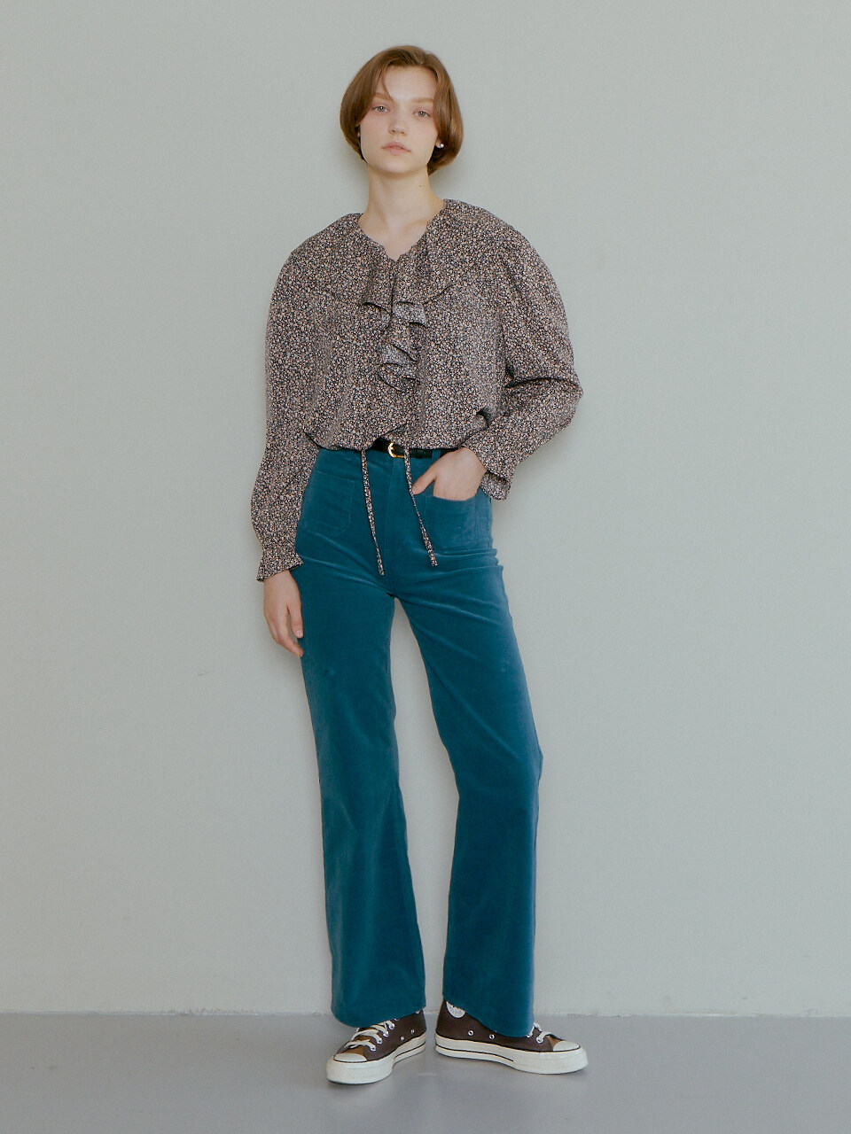 Pocket Corduroy Pants (Blue Green)