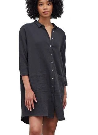 Double Gauze Cotton Shirt Dress