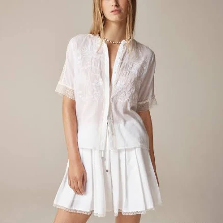 J.Crew Women's Embroidered Cotton Voile Button-up Shirt
