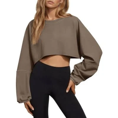 Imily Bela Women's Cropped Long Ballon Sleeve Sweatshirt