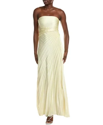 Bianca Pleated Strapless Gown In Gold
