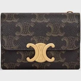 CELINE Women's Compact Wallet in Triomphe Canvas