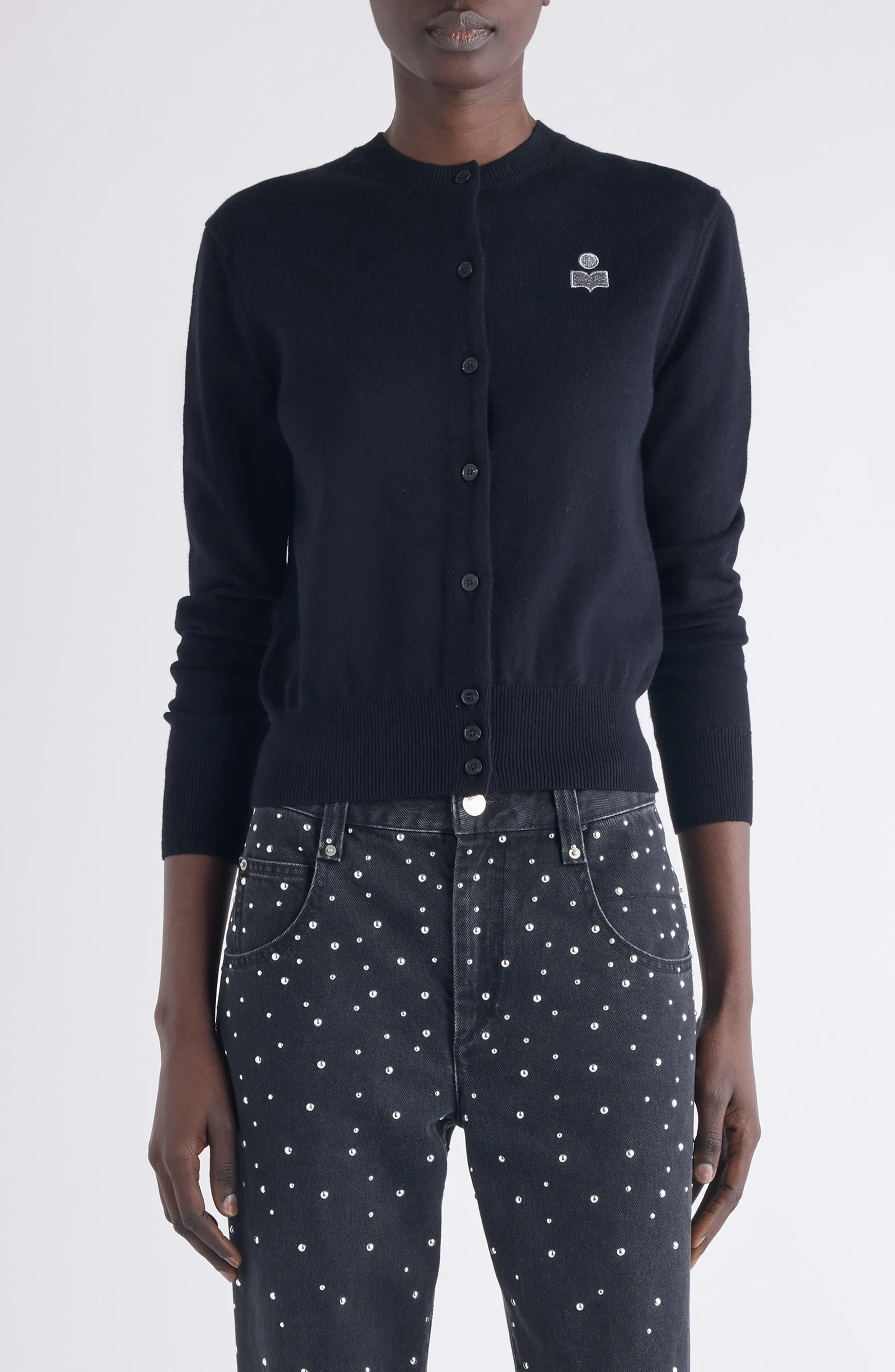 Embroidered Button-up Cardigan