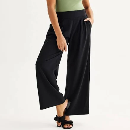 Women's Nine West Soft Pull-On Wide Leg Pants, Size: Small, Mineral Black