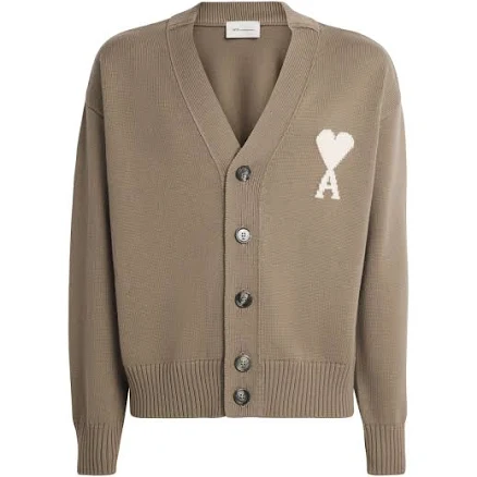 Ami Paris Virgin Wool Ami de Coeur Cardigan - Beige - S