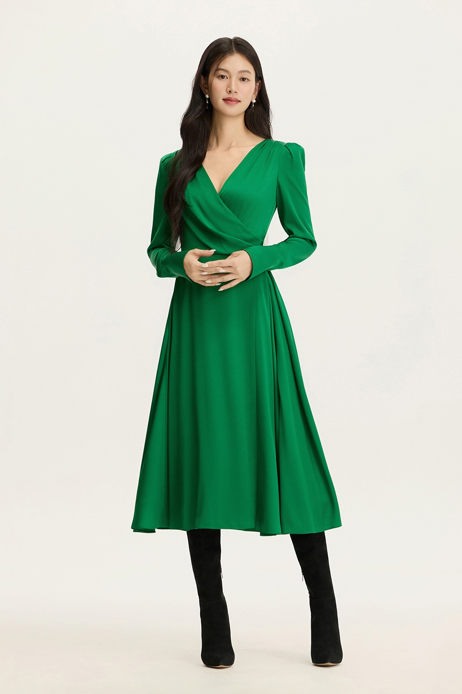 Silk Wrap Flare Dress