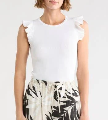 Joie Women's Sleeveless Scalloped Flutter Sleeve TopJoie Women's Sleeveless Scalloped Flutter Sleeve Top