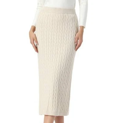 Inspire Chic Women's Cable Knit Midi Bodycon Skirt