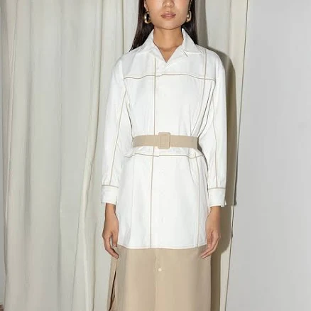 Colourblocked Broken Fence Shirt Dress