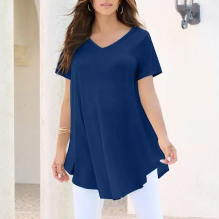 Roaman's Women's Plus Size Ultra Drape V-Neck Swing Tunic Top