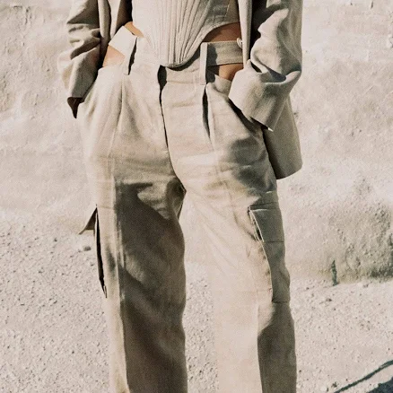 LINEN Cut-Out Cargo Trousers