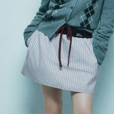 Cotton Stripe Mini Skirt