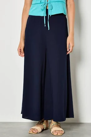 Fluid Wide Leg Trousers | Apricot | Ambiance SF NAVY / S