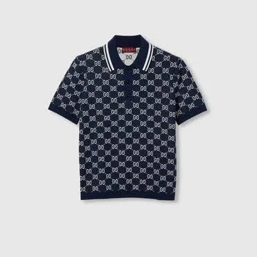 Gucci GG Cotton Knit Jacquard Polo Shirt