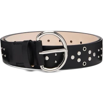 Black Metal Studs Leather Belt