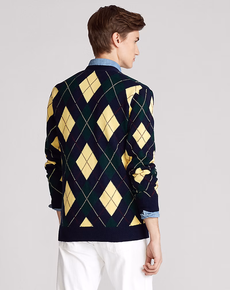 Argyle Cotton-Blend Cardigan