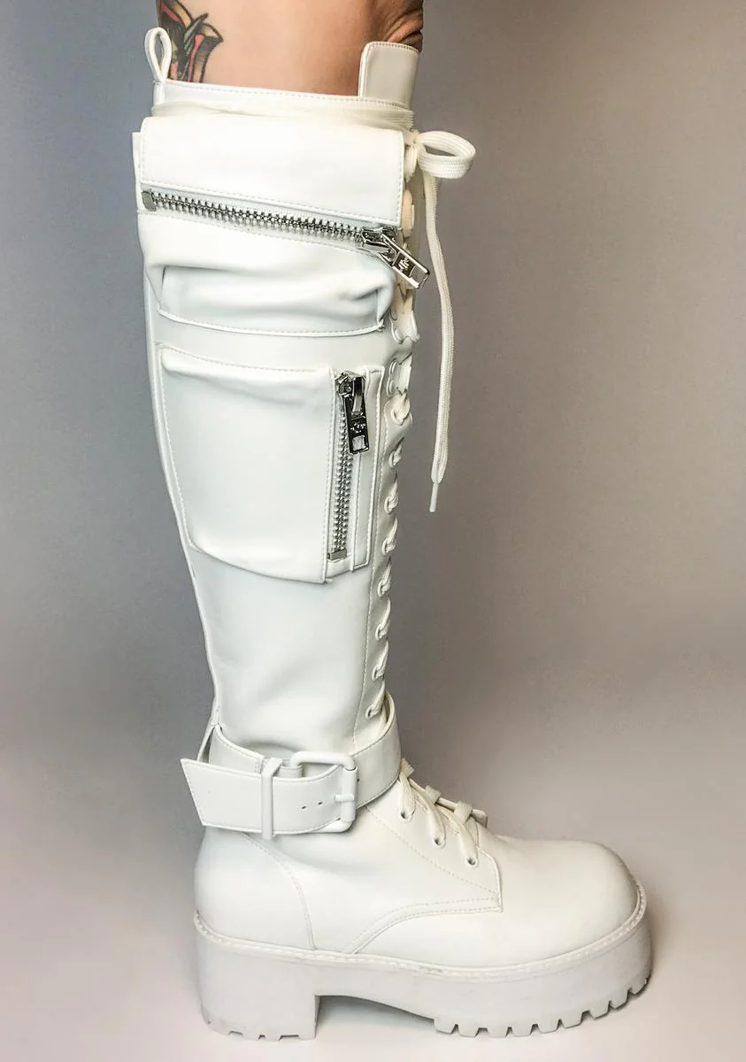 Current Mood Pocket Knee High Combat Boots