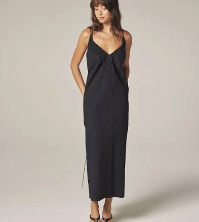Front Shirring V-Neck Dress