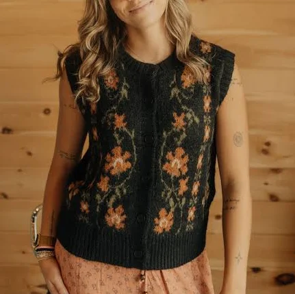 Floral Knit Vest