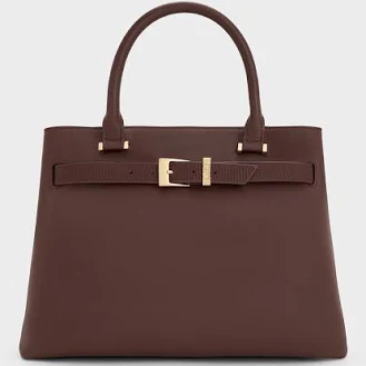 Charles & Keith Voyager Leather Belted Tote Bag