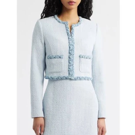 LoveShackFancy Women's Azula Denim-Trimmed Tweed Jacket