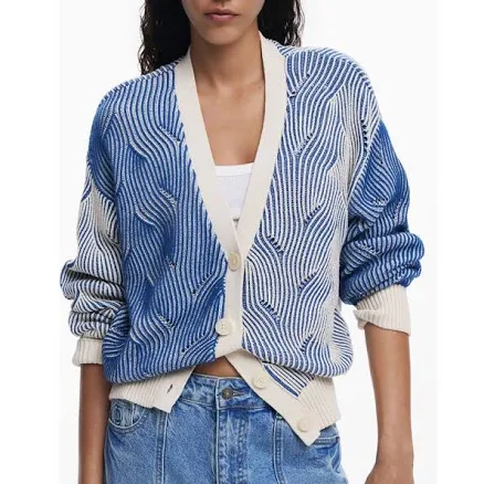 Desigual Women's Two-Tone Knit Cotton Cardigan