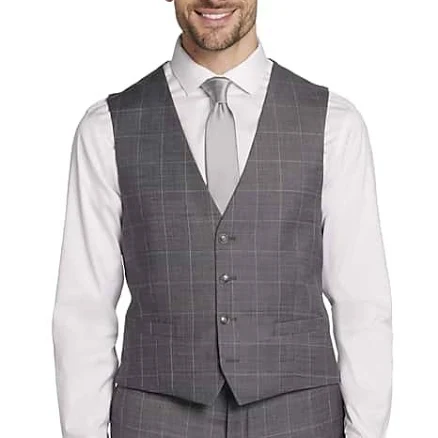 Calvin Klein Men's X Slim-Fit Stretch Mini Grid Suit Vest