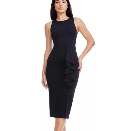 Dress the Population Women's Ines Ruffled Crepe Bodycon Dress