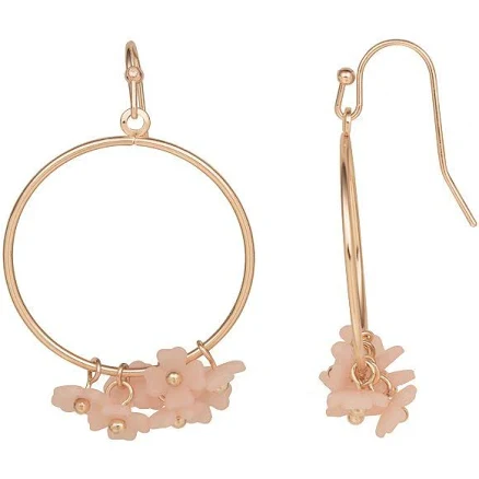 LC Lauren Conrad Rose Gold-Tone Drop Hoop Earrings