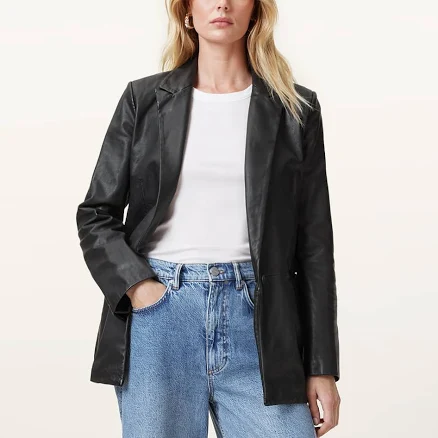 Allsaints Women's Deri Single Breasted Leather Blazer