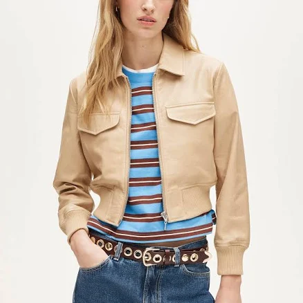 J.Crew Women's Cropped Leather Flight Jacket