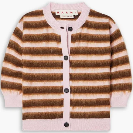 Marni Striped mohair blend-trimmed wool cardigan - Women - Baby pink Knitwear - IT 40