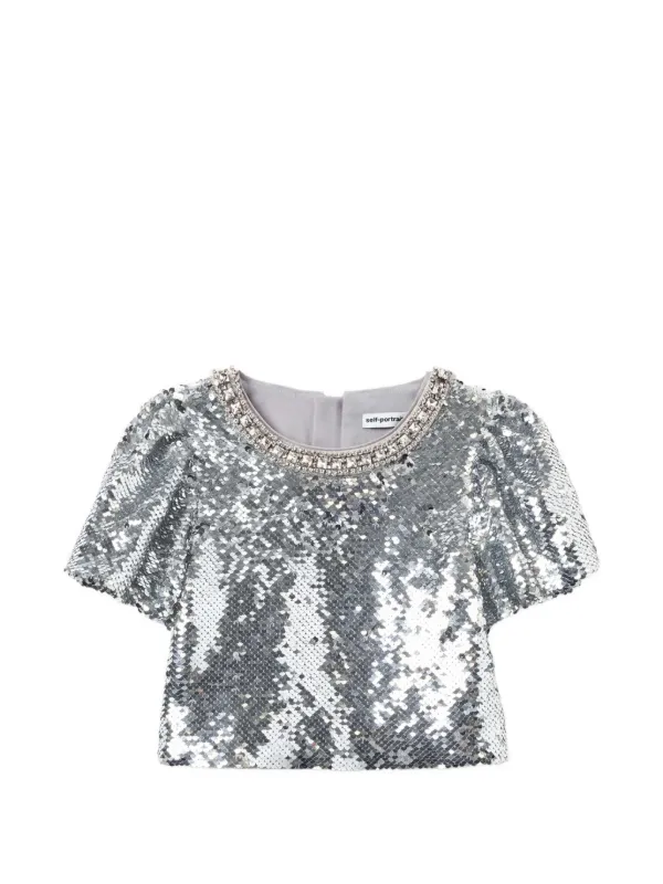Sequin-embellished Crop Top