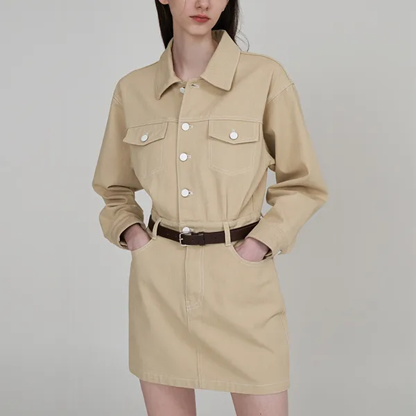 Cotton Casual Denim Dress (OP-6015)