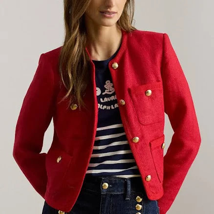 Ralph Lauren Women's Linen Herringbone Cropped Jacket
