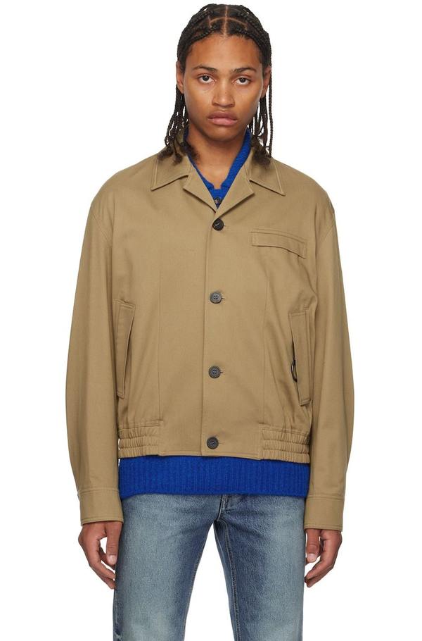Solid Homme Beige Open Spread Collar Jacket