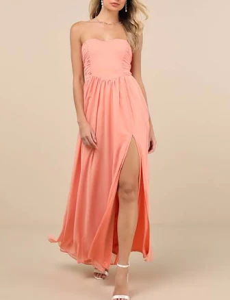 Lulus Strapless Ruched Maxi Dress