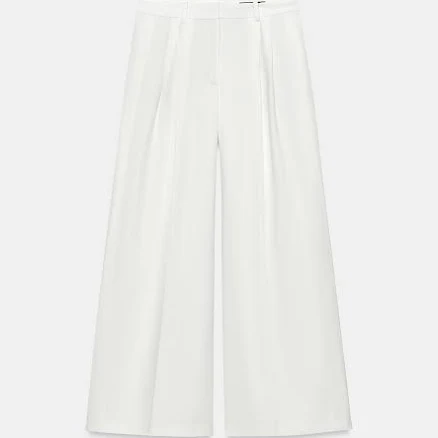Woman Zara Zw Collection Pleated Wide Leg Pants
