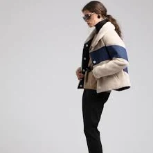 Cropped Llama Wool/Denim Padded Coat