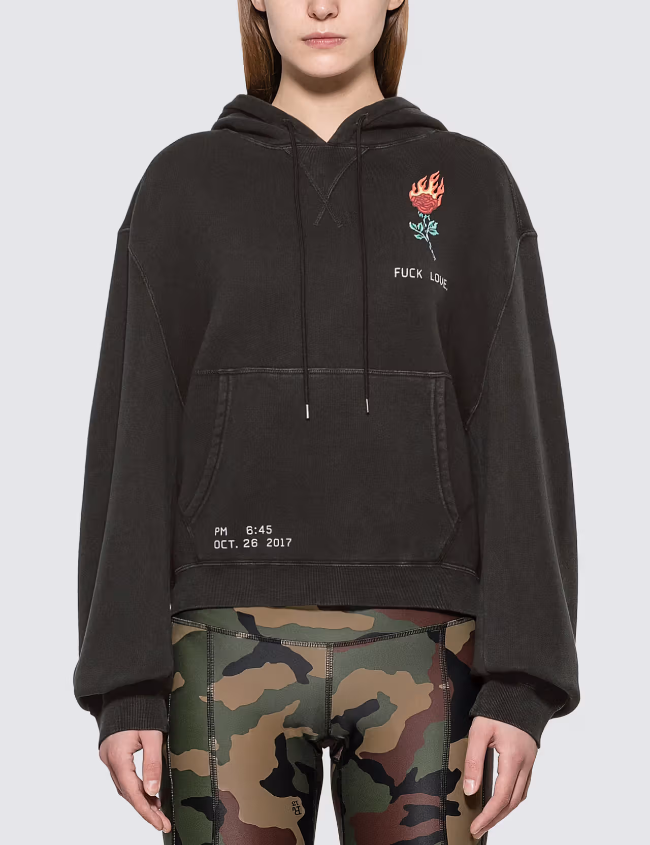 Flaming Rose Cropped Hoodie