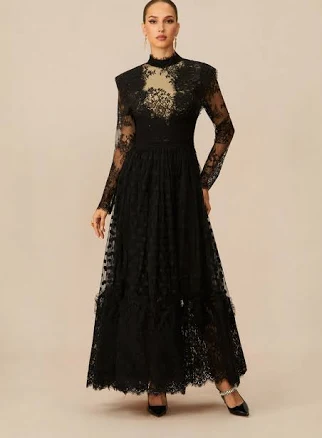 Elegant Enchantment Polka Dot Lace Maxi Dress