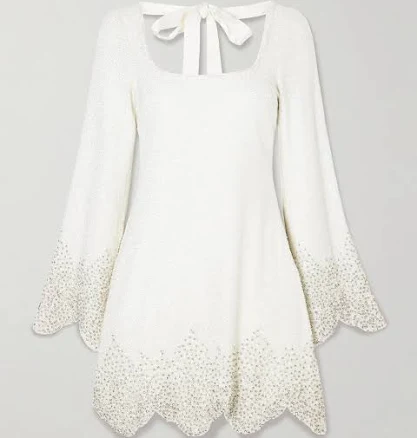 Clio Peppiatt Women's Embellished Scalloped Stretch- Tulle Mini Dress