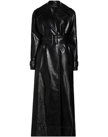 Toccin Women's Chloe Croc-Embossed Faux Leather Trench Coat