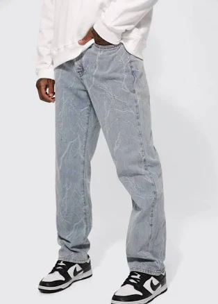 boohooMAN Men's Relaxed Fit Jacquard Jeans