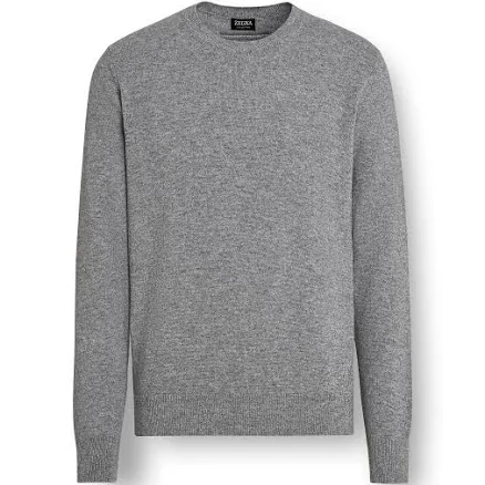 ZEGNA - Grey Mélange Oasi Cashmere Crewneck