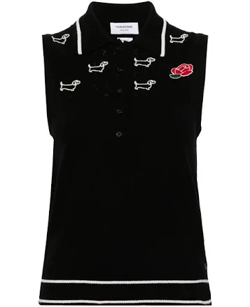 Thom Browne Women's Hector-embroidered Virgin Wool Top